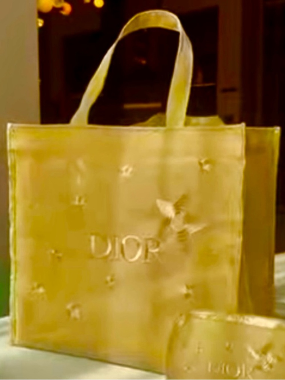 Dior Limited Edition Star Embroidered Gold Tote Bag GWP NWT